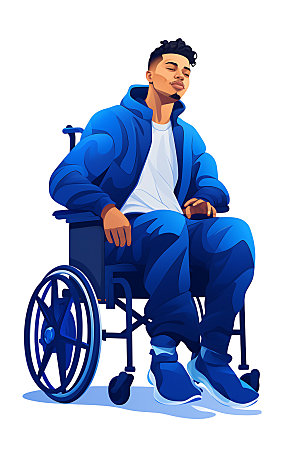 残疾人轮椅社会关怀扁平风插画
