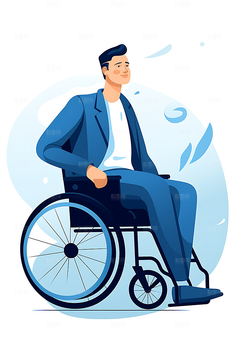 残疾人简约残障人士扁平风插画