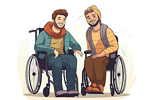 残疾人公益轮椅扁平风插画