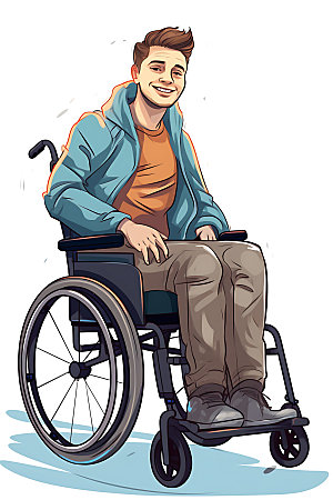 残疾人医疗轮椅扁平风插画