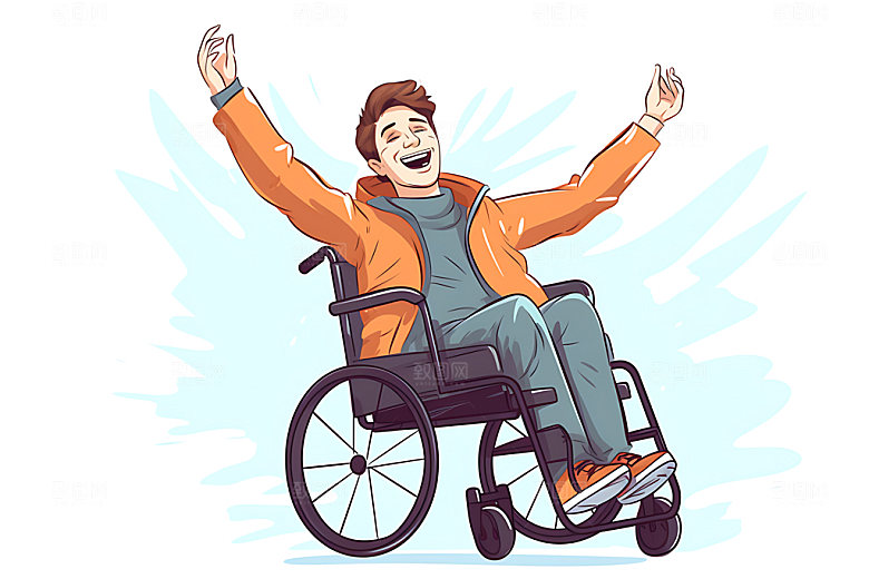 残疾人社会关怀简约扁平风插画