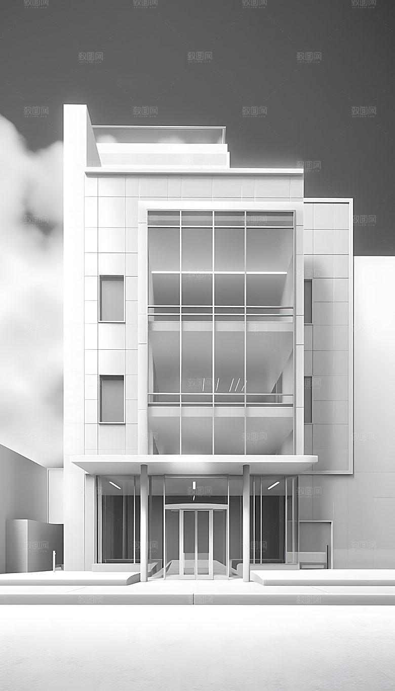 扁平风建筑摩天大楼简约插画