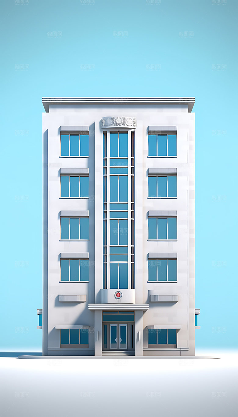 扁平风建筑简约现代插画