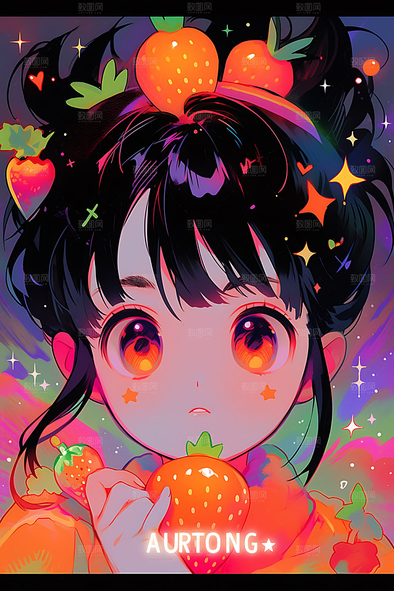 多巴胺女孩清新少女插画