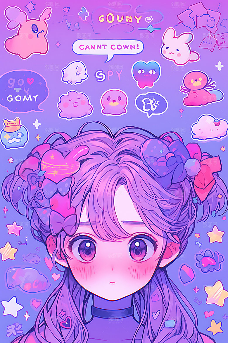 多巴胺女孩水彩彩色插画
