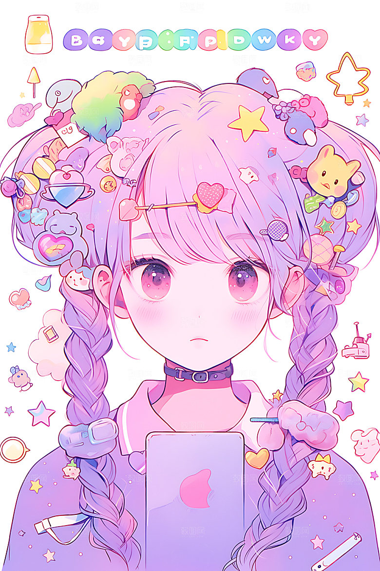 多巴胺女孩甜美彩色插画