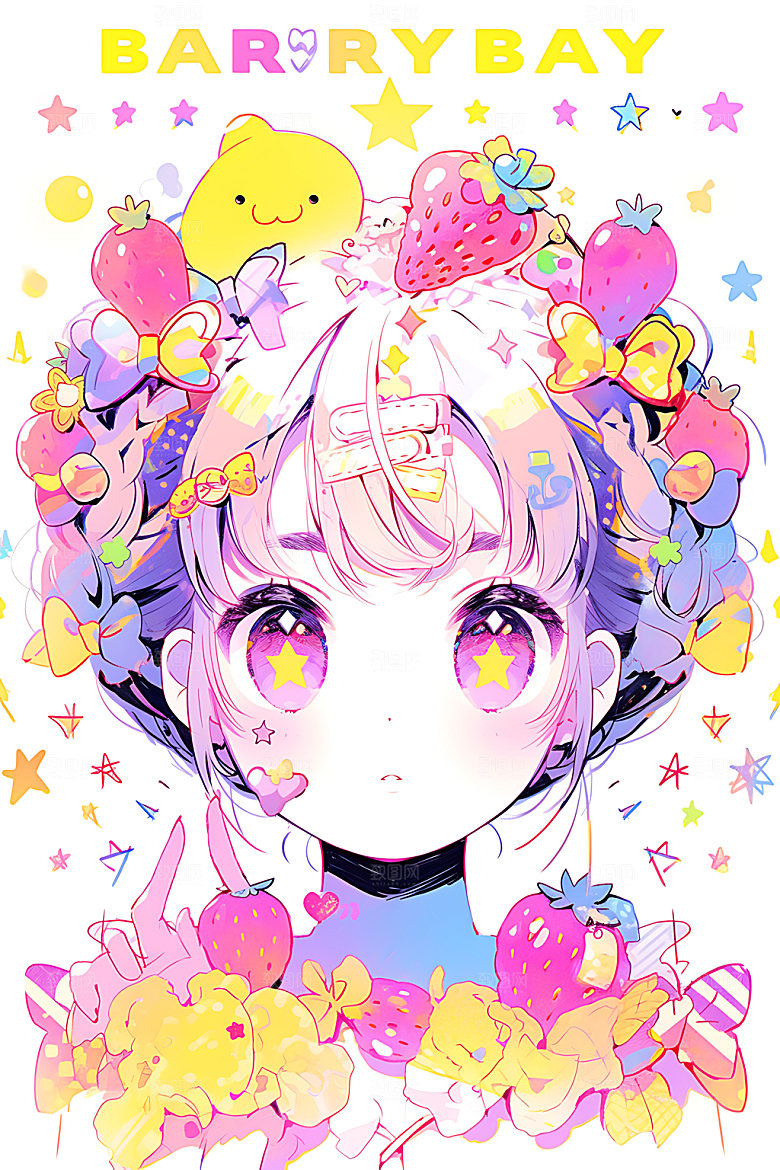 多巴胺女孩少女彩色插画