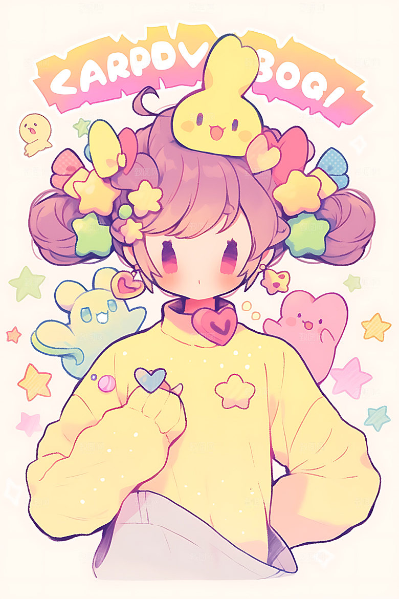 多巴胺女孩少女可爱插画