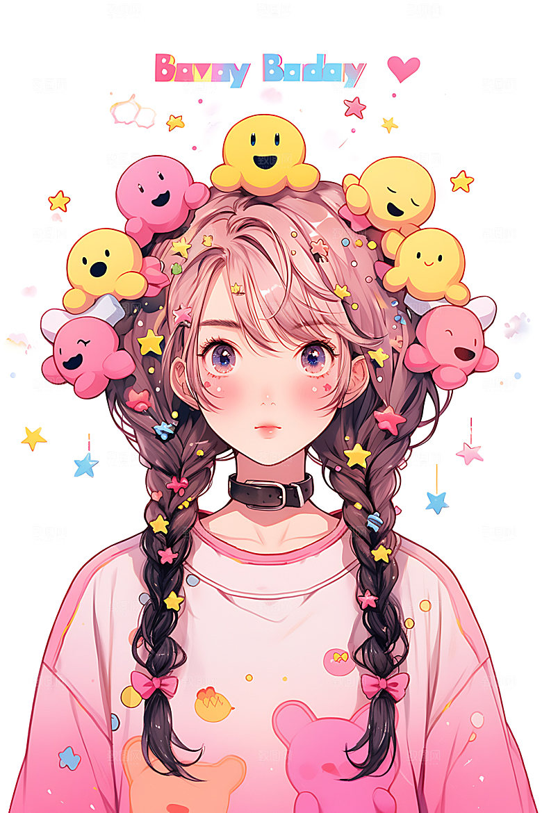 多巴胺女孩可爱甜美插画