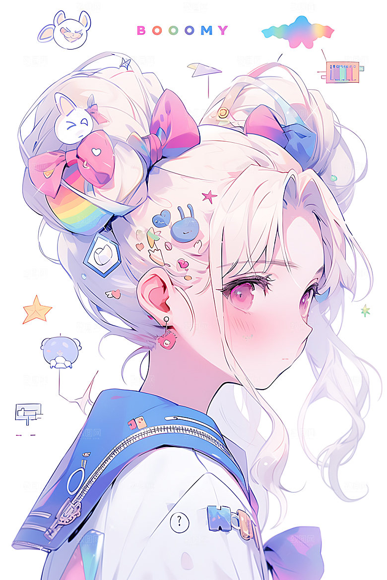 多巴胺女孩少女清新插画