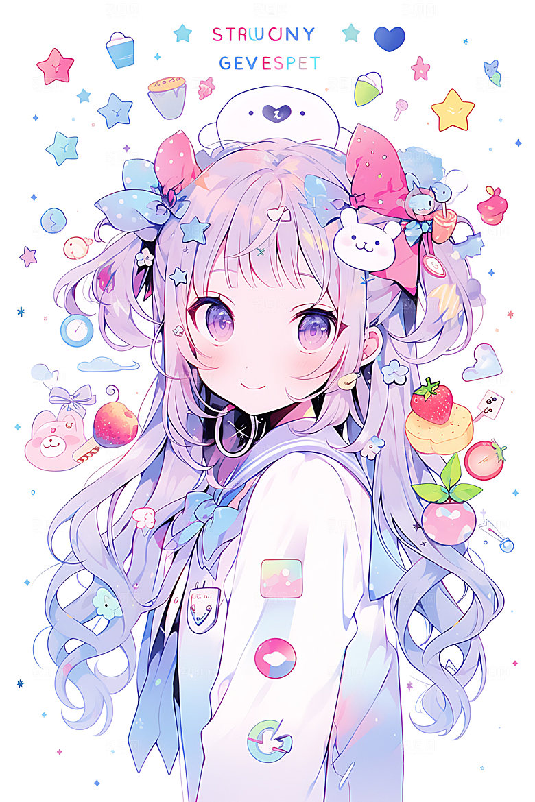 多巴胺女孩甜美少女插画