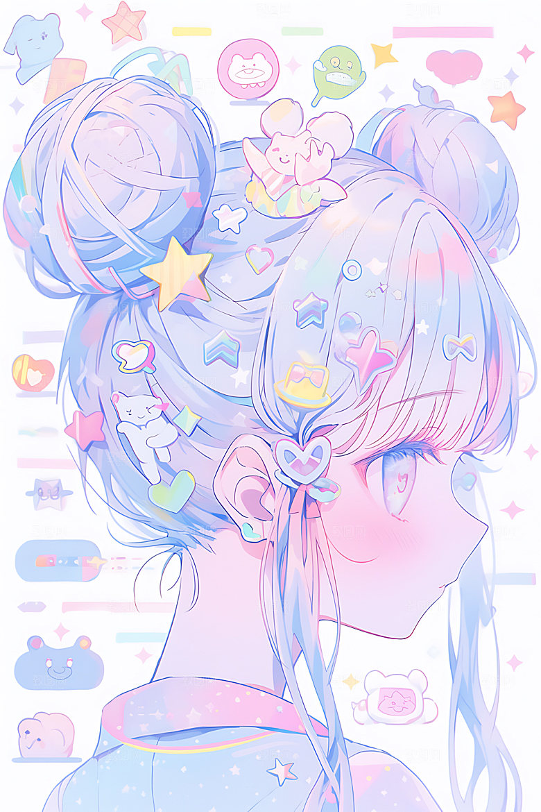 多巴胺女孩清新甜美插画