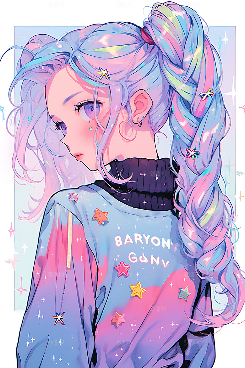 多巴胺女孩卡通甜美插画