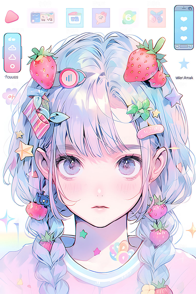 多巴胺女孩彩色水彩插画