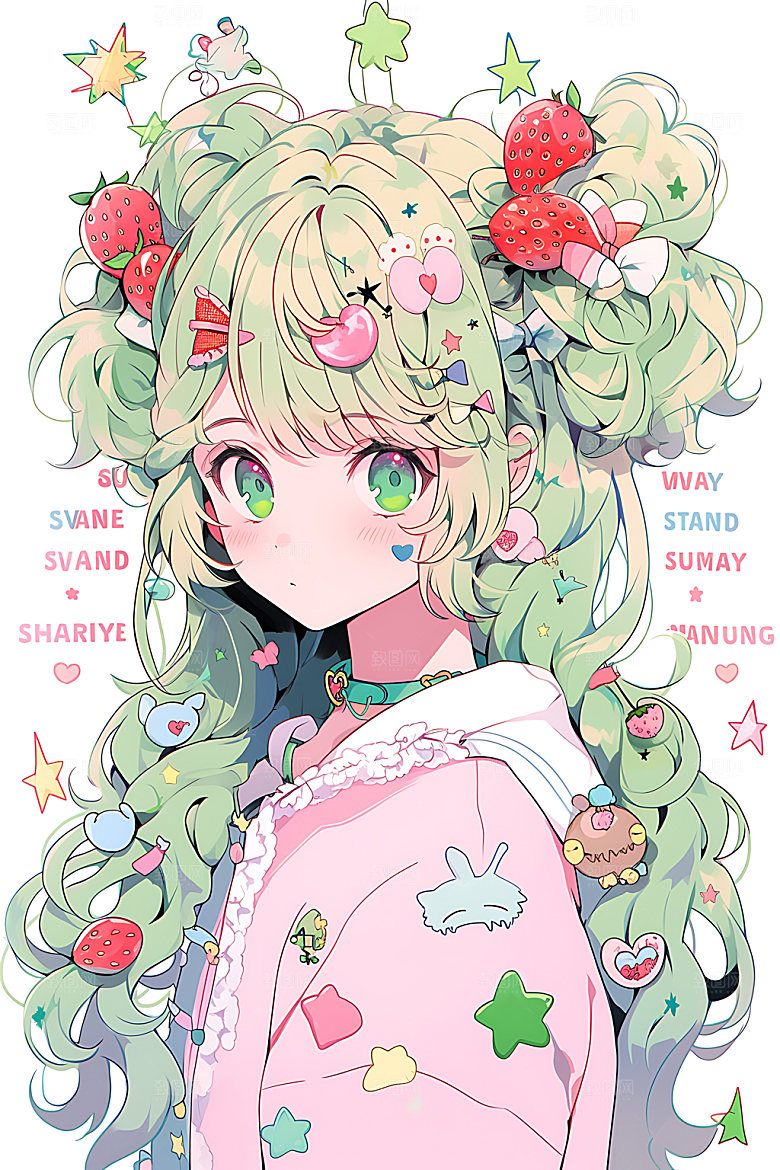 多巴胺女孩彩色扁平风插画