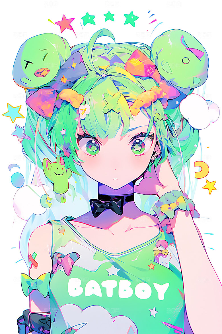 多巴胺女孩清新少女插画