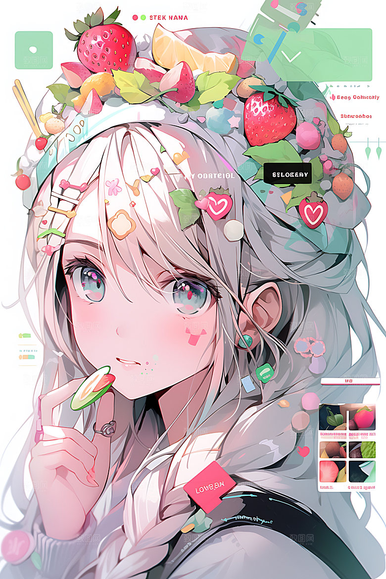 多巴胺女孩甜美卡通插画