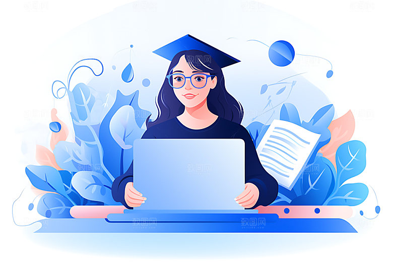 课程学习教育学业扁平风插画