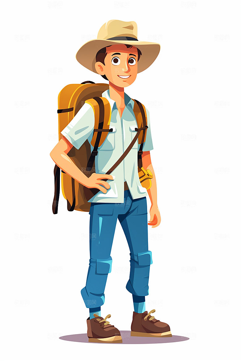 户外旅行休闲徒步人物插画矢量元素
