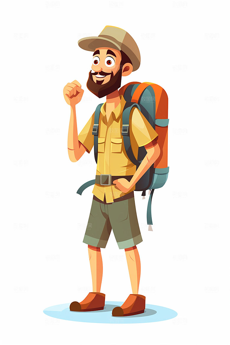户外旅行人物插画登山探险矢量元素