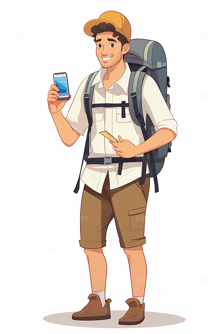 户外旅行休闲徒步登山探险矢量元素