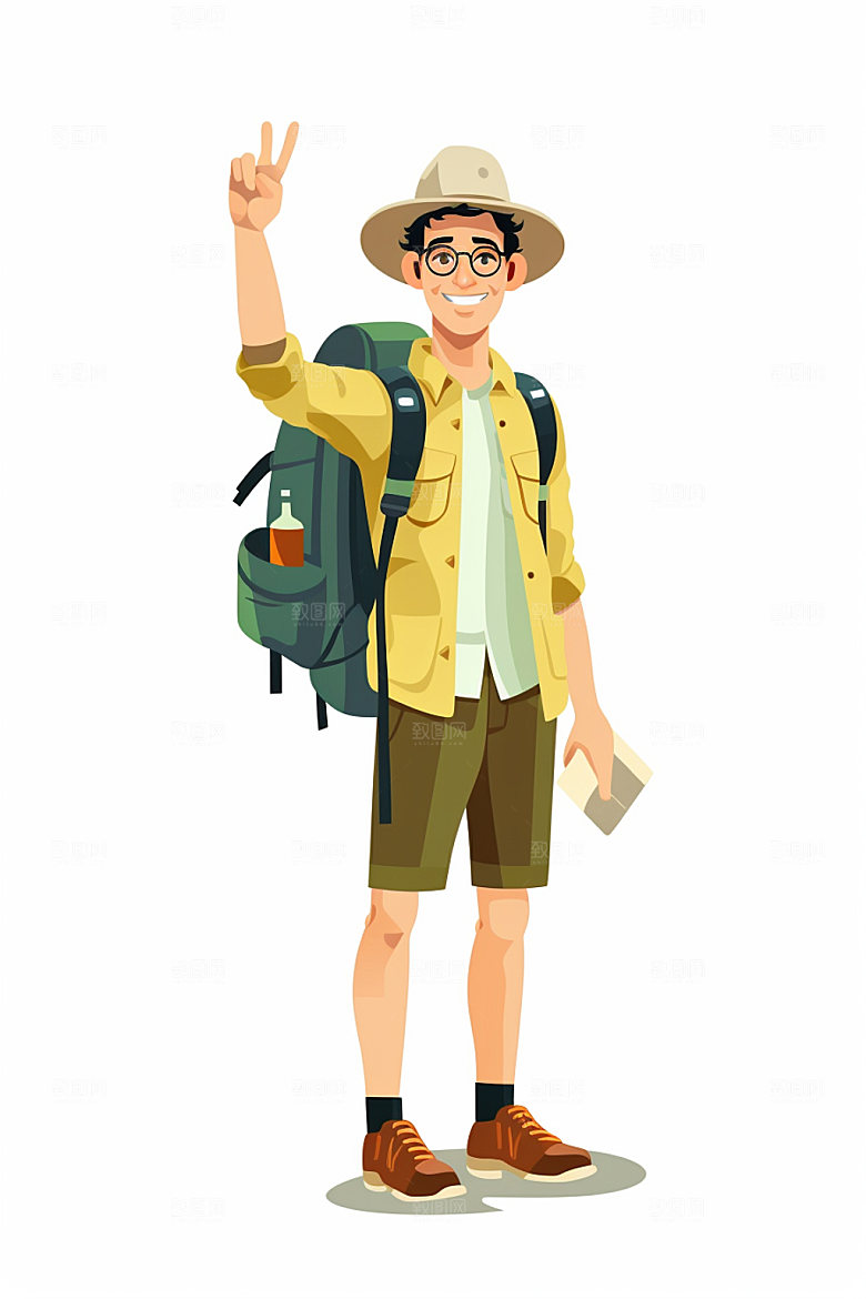 户外旅行人物插画休闲徒步矢量元素