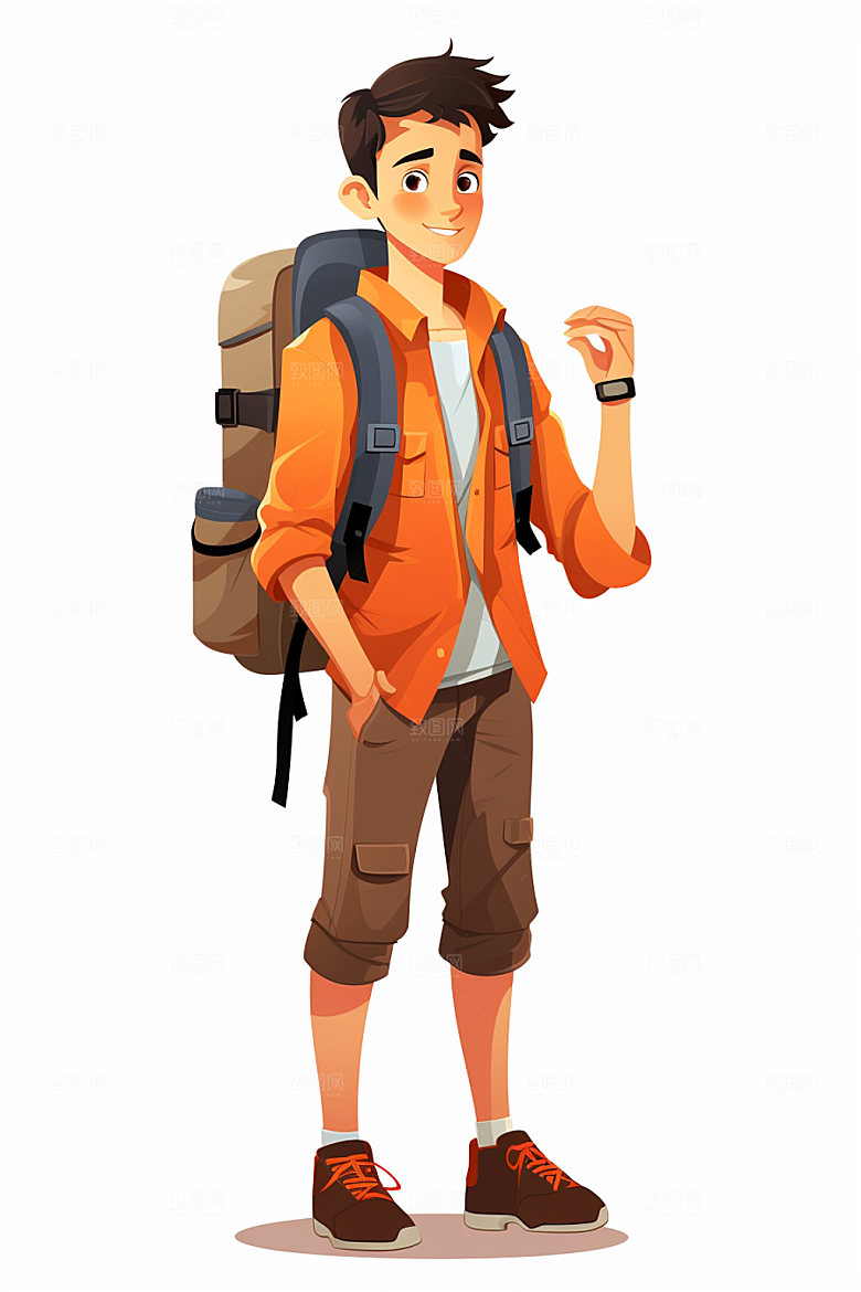 户外旅行登山探险人物插画矢量元素
