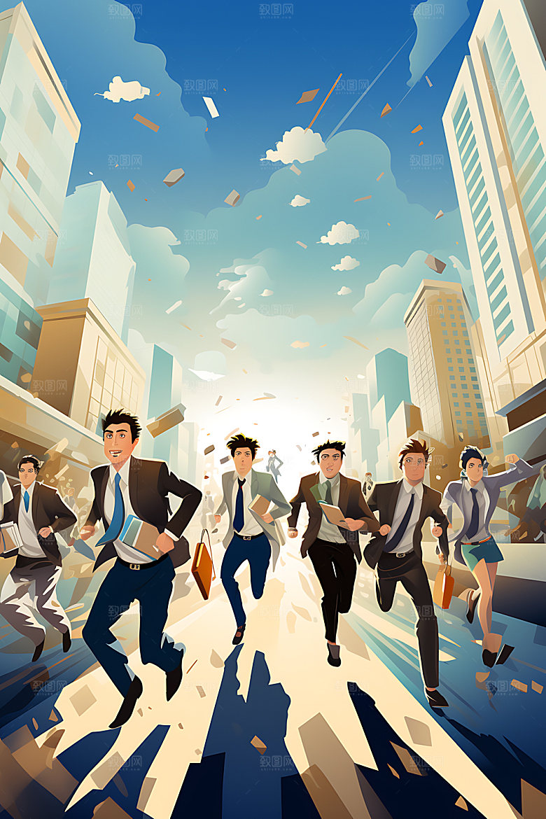 企业文化奋斗努力扁平风插画
