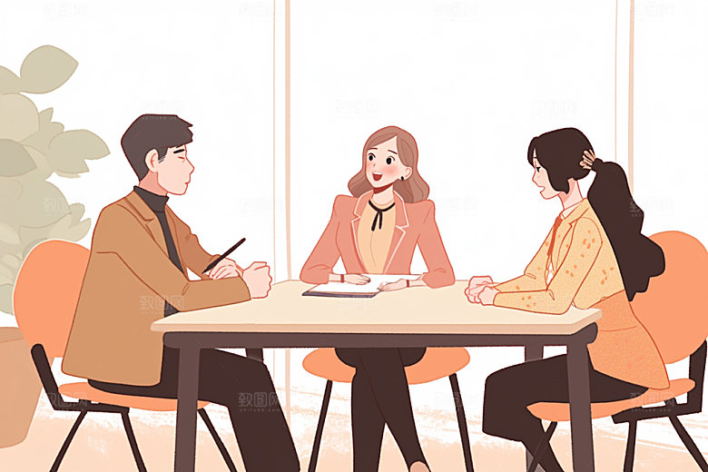 商务高清会议扁平风插画