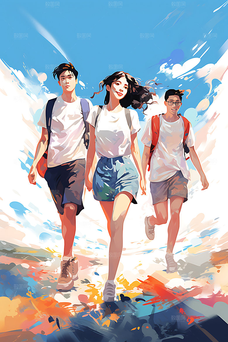 暑假旅游卡通度假插画