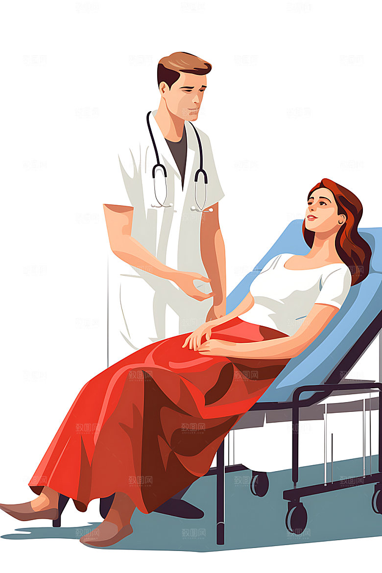 医生诊疗医师扁平风插画
