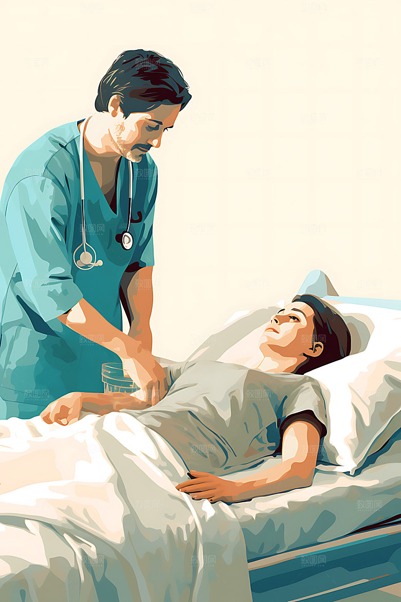医生体检医师扁平风插画
