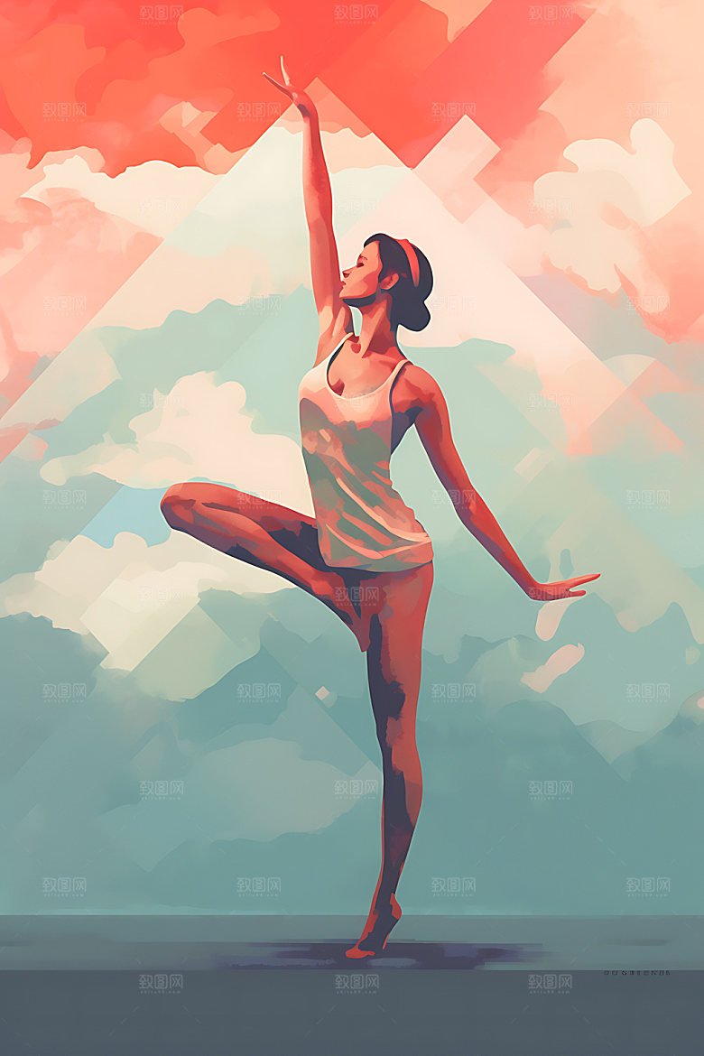 运动健身人物扁平风插画
