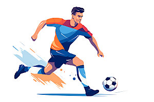 足球健康球类扁平风插画