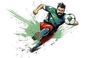 足球球类简约扁平风插画