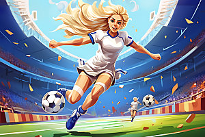 足球体育竞技扁平风插画