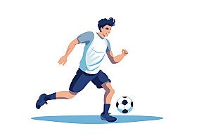足球彩色世界杯扁平风插画