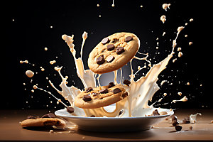 饼干碎飞溅动态食品摄影图