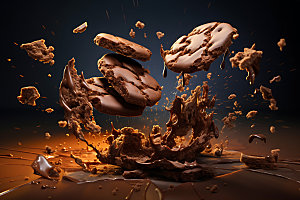 饼干碎飞溅曲奇动态摄影图
