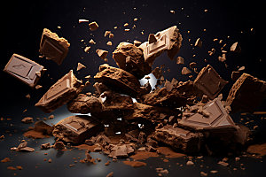 饼干碎飞溅曲奇巧克力摄影图