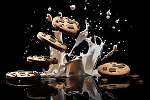 饼干碎飞溅零食巧克力摄影图