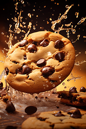 饼干碎飞溅动态巧克力摄影图