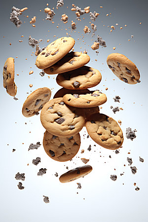 饼干碎飞溅食品曲奇摄影图