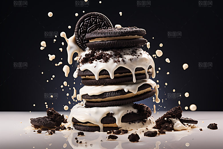 饼干碎飞溅食品曲奇摄影图