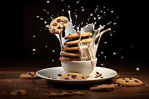 饼干碎飞溅高清巧克力摄影图