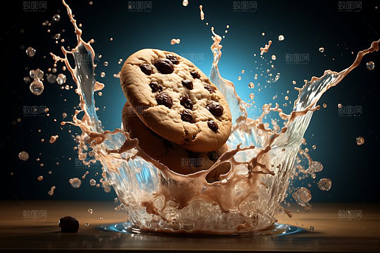 饼干碎飞溅曲奇食品摄影图