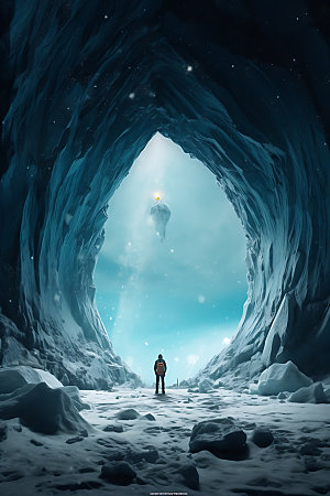 冰洞山洞自然摄影图