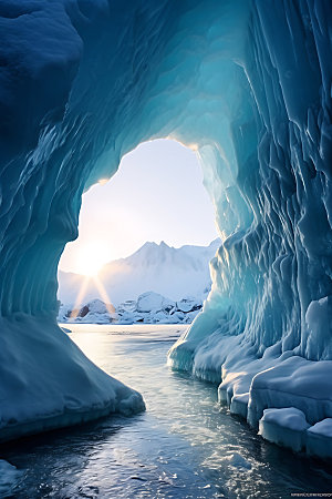 冰洞极地风光摄影图