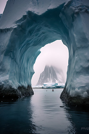 冰洞自然冰雪摄影图