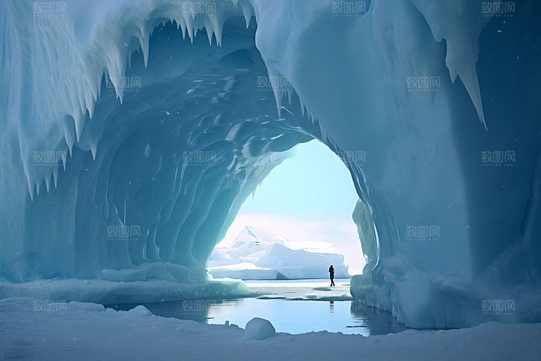 冰洞冰雪山洞摄影图